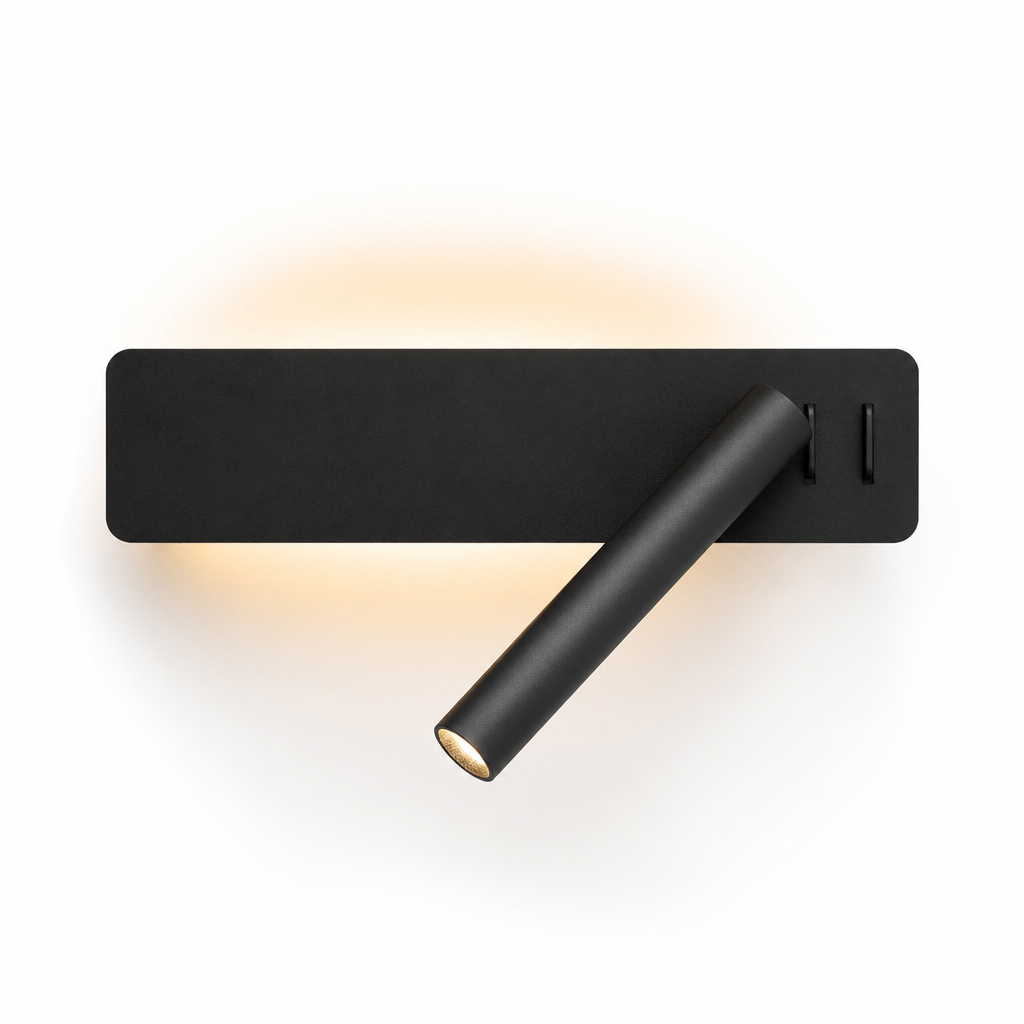 Læselampe med LED | Drejelig vægmonteret belysning | Modern minimalistisk design | Nox | Justerbar lysvinkel | Skandinavisk stil | Energibesparende