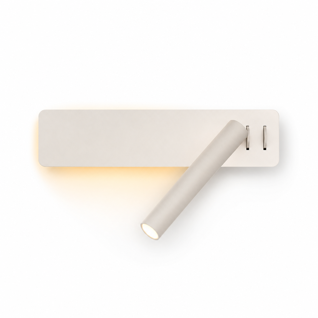 Läslampa med LED | Vridbar väggmonterad belysning | Modern minimalistisk design | Nox | Justerbar ljusvinkel | Skandinavisk stil | Energibesparande