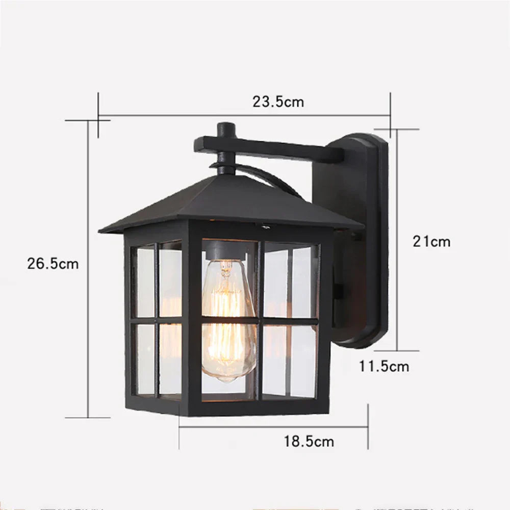 RetroLux | Klassisk Udendørs Væglampe | Vejrbestandig Metal og Glas | 60W E27 | Elegance til Haven eða Terrassen
