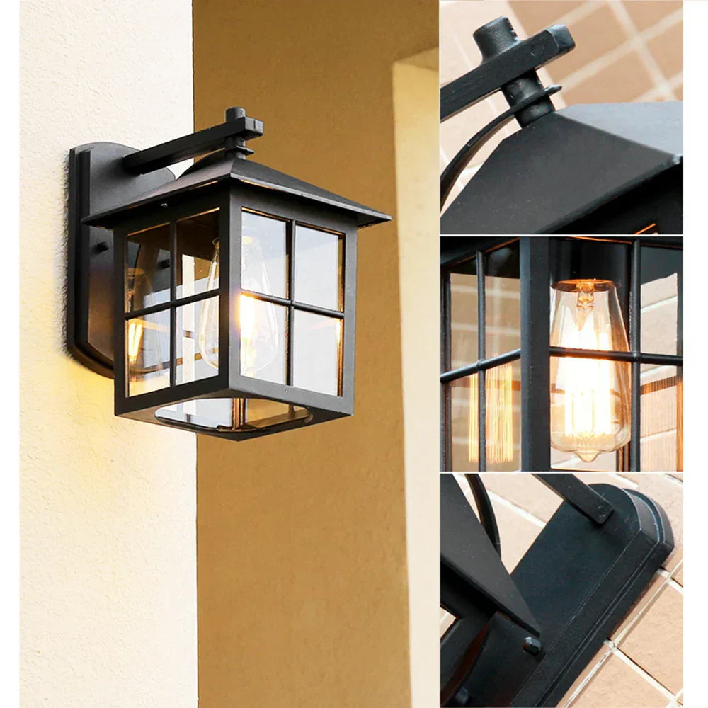 RetroLux | Klassisk Udendørs Væglampe | Vejrbestandig Metal og Glas | 60W E27 | Elegance til Haven eða Terrassen