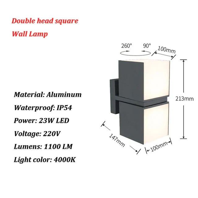 LightGuard | Vejrbestandig LED Vægbelysning | Aluminiumskonstruktion | 40 LED'er | Energieffektiv Udendørsbelysning | Nem Installation | Optimal Lysstyrke