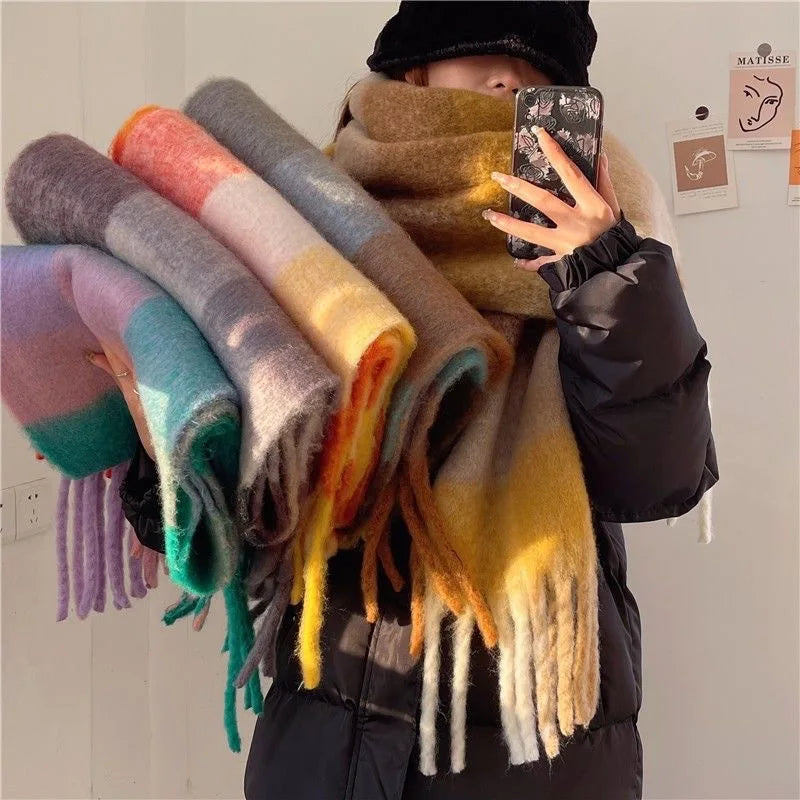Scarvello | Farverigt Cashmere Tørklæde | Blød og Varm | 38x230cm | Ideelt til Kolde Vinterdage | Luksuriøst Tilbehør til Kvinder