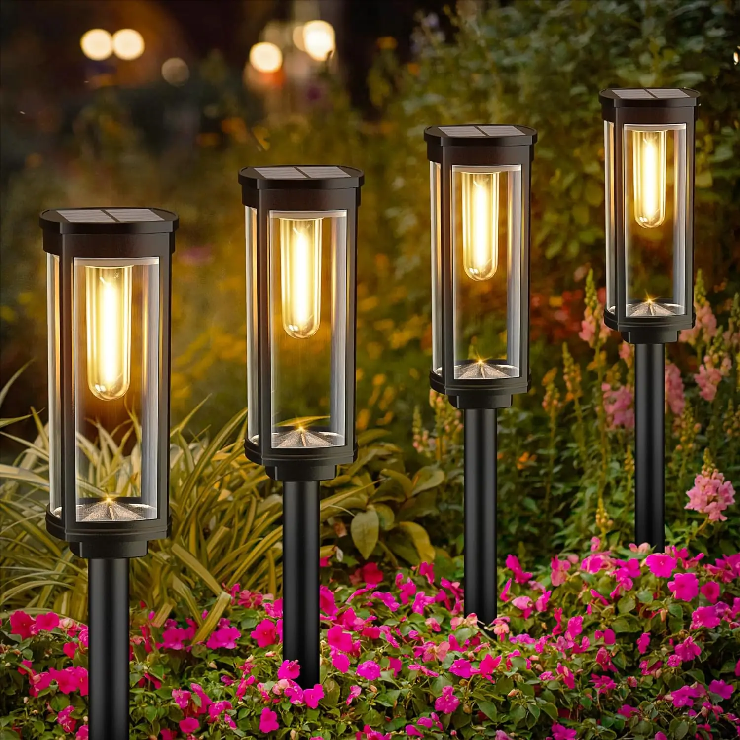 Udendørs Solcelle Lanterner | LED Belysning | Miljøvenlig Have Dekoration | Solenergi | Klassisk & Moderne Design | Plast & Aluminium | Perfekt til Terrasse & Stier