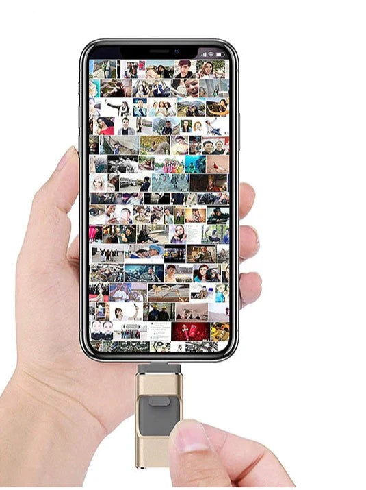MemoryGo™ USB-Stick | Flyt fotos og videoer let | Hurtig overførsel 80MB/s | Plug and Play | Flere stik | Stort lager | Perfekt til smartphones