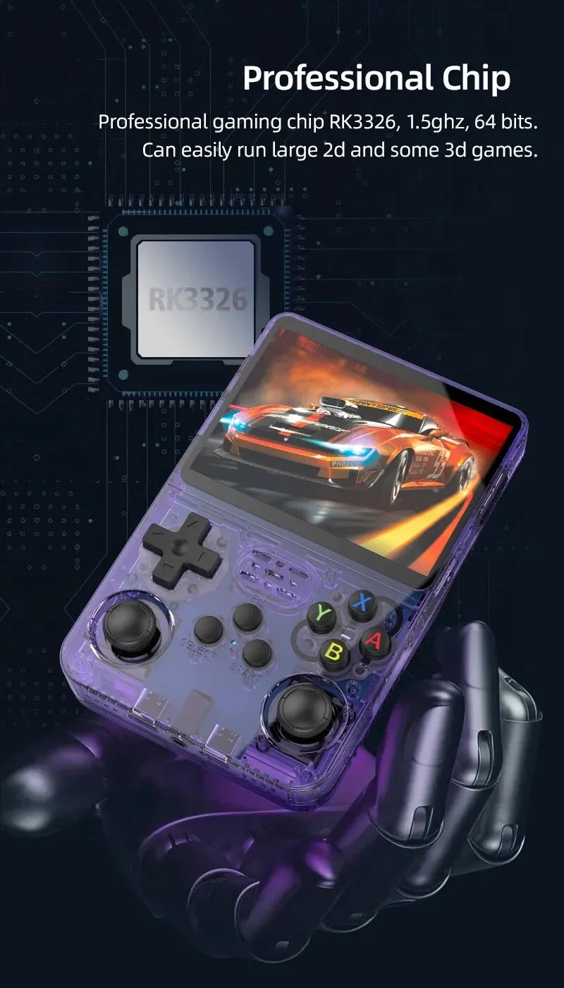 MasterGame Spiloplevelse | Bærbar Retro Konsol | 3,5" IPS-Skærm | 64GB Lagerplads | Open Source R36S | Lang Batterilevetid | Klassisk Nostalgi Møder Moderne Teknologi