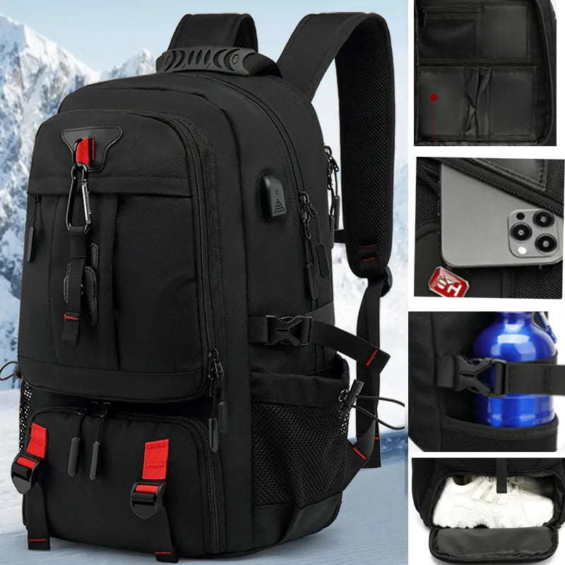 TechTrek Pro | Rummelig Rygsæk 50-80L med USB-Opladningsport | Robust, Vandafvisende og Komfortabel Design | Perfekt til Bytur og Eventyr |">×</