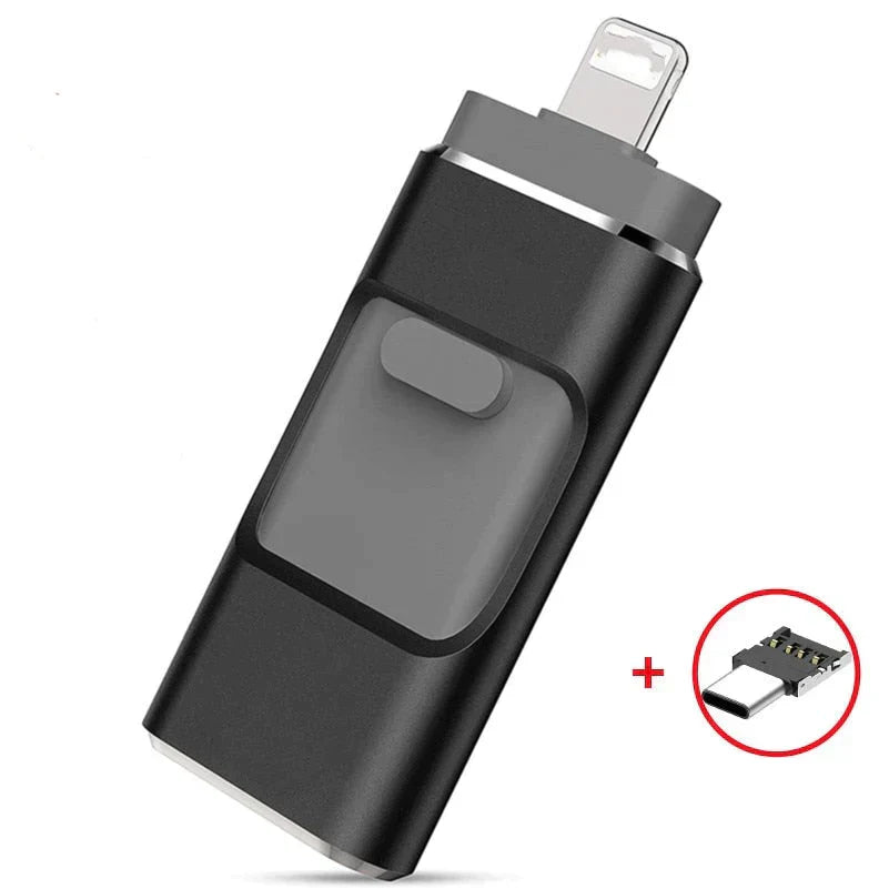 MemoryGo™ USB-Stick | Flyt fotos og videoer let | Hurtig overførsel 80MB/s | Plug and Play | Flere stik | Stort lager | Perfekt til smartphones