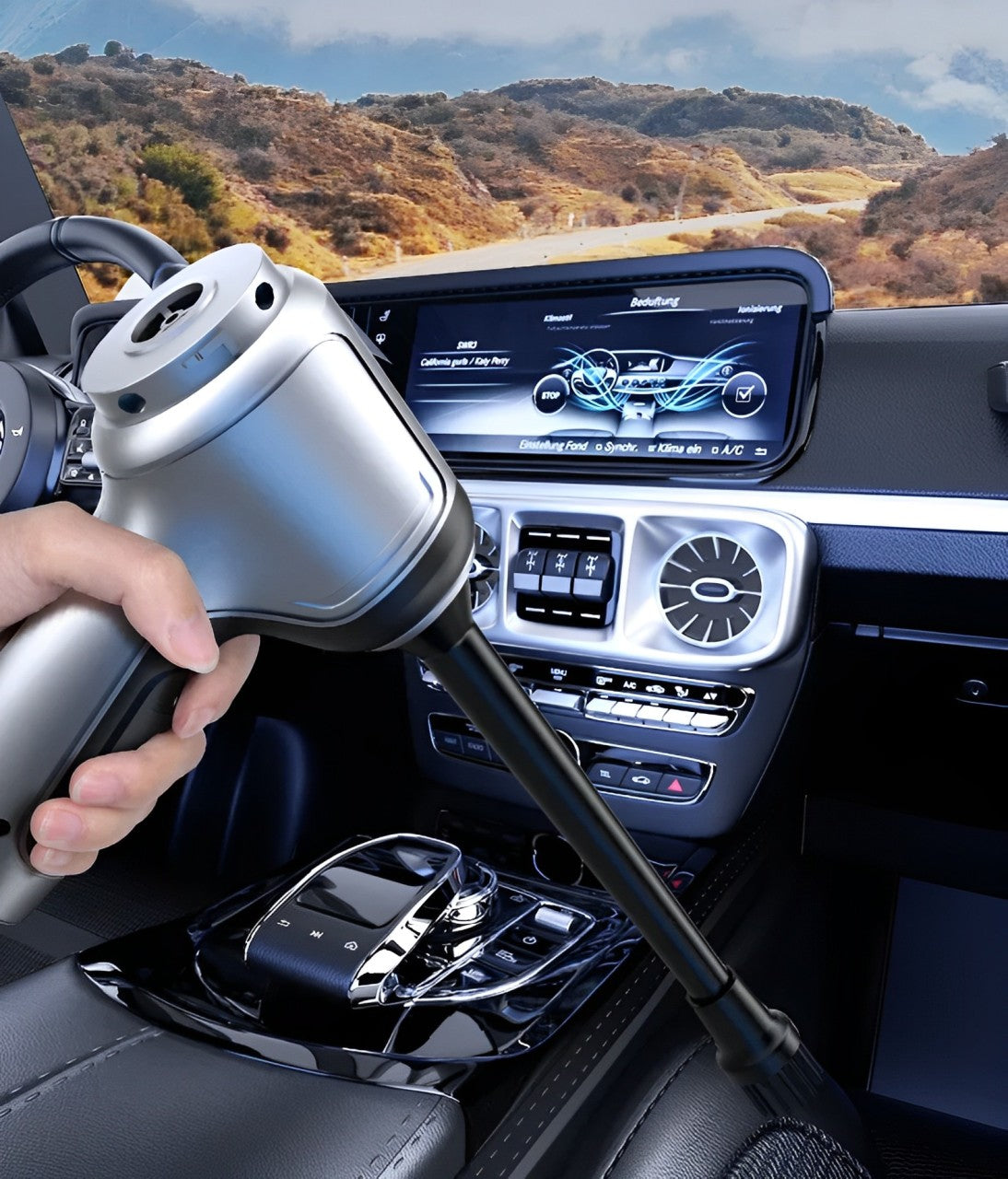Kraftfuld Ledningsfri Støvsuger til Bil og Hjem | 95000Pa Sugkraft | Lydsvag ≤52 dB | Borstløs Motor | Barnsikker Design | Letvægt 550g | 4000mAh Batteri | ABS-plast | Sølv | Inkl. 6 Tillbehør & USB-kabel