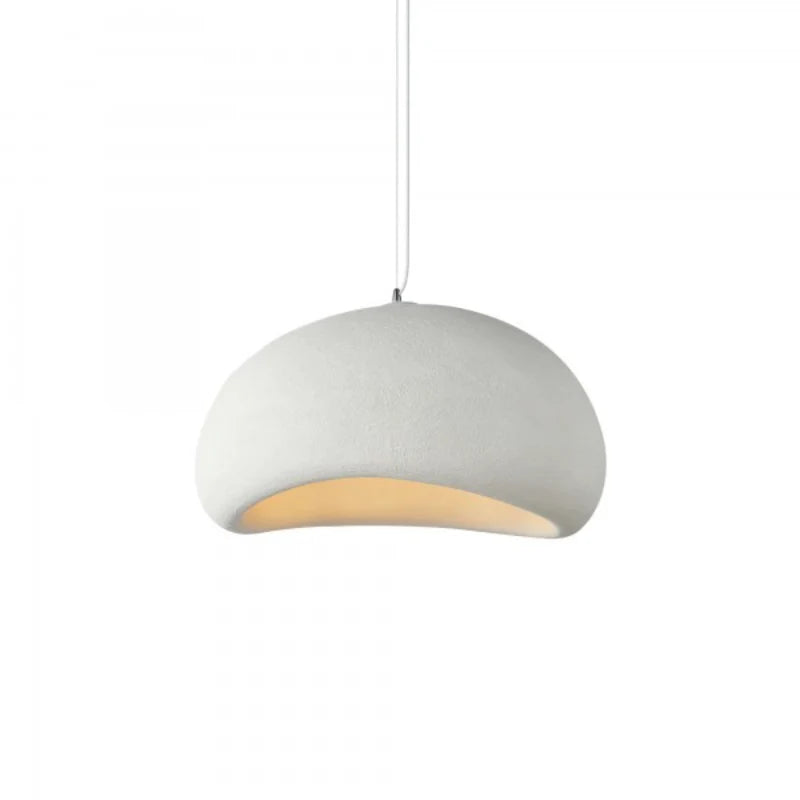 Serenith Pendel Lampe | Wabi-Sabi Design | Harpiks & Polystyren | Domeformet | Hvid & Grå | E27 Fatning | Max 40W | Blødt Lys | Æstetisk Appeal | Til Spisestue, Stue, Soveværelse, Detailhandel