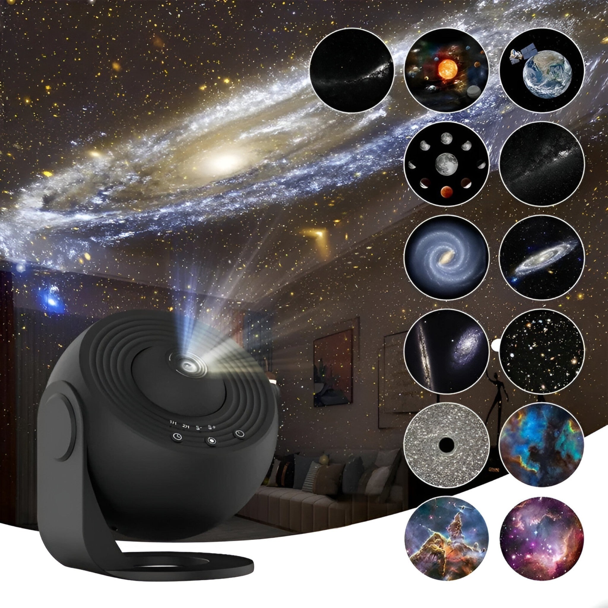 GalaxyDream™ | Stjernehimmel Projektor | 360° Rotering | HD & Ultra Klar | 13 Rumtema Projektioner | Kosmisk Natlys | Rolig & Søvnvenlig | Universum i Dit Soveværelse