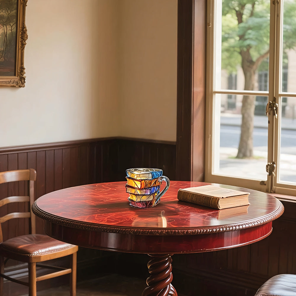 Håndlavet Kaffekrus | Unikt 3D Bogdesign | 350 ml Glas Krus | Mikrobølgeovn og Opvaskemaskine Sikker | Høj Kvalitet | Perfekt til Litteraturelskere | Ideel Som Gave | Robust Design | Komfortabelt Greb