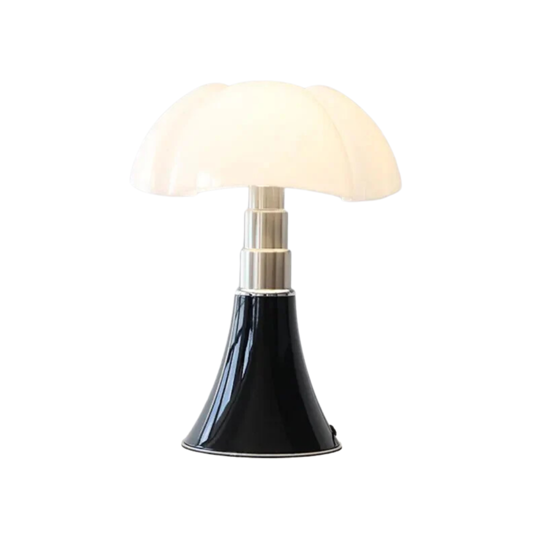 Retro Design Bordlampe | Hvid Skærm & Sort Fod | Moderne LED | Philips Chip 10W | Touch Kontrol | Akryl & Stål Materialer | Ideel til Natbord, Skrivebord & Stue | Kabellængde 1,8M | Vægt 1,85 KG