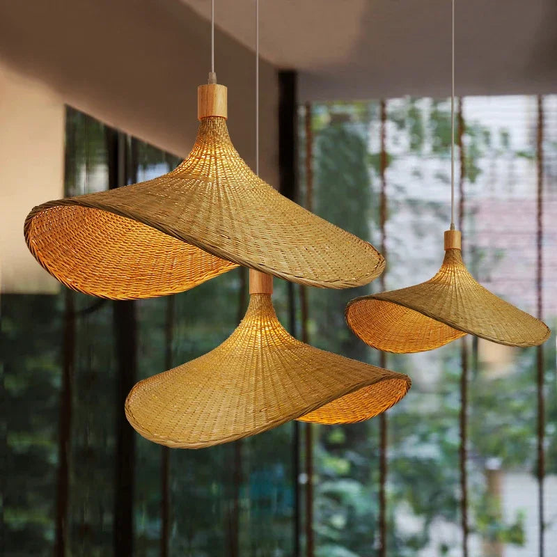 EcoLoom | Bambus Fletværk | Hængende Lampe | Naturlig og Bæredygtig | Ø30-100cm | Diffus Belysning | Luminoir