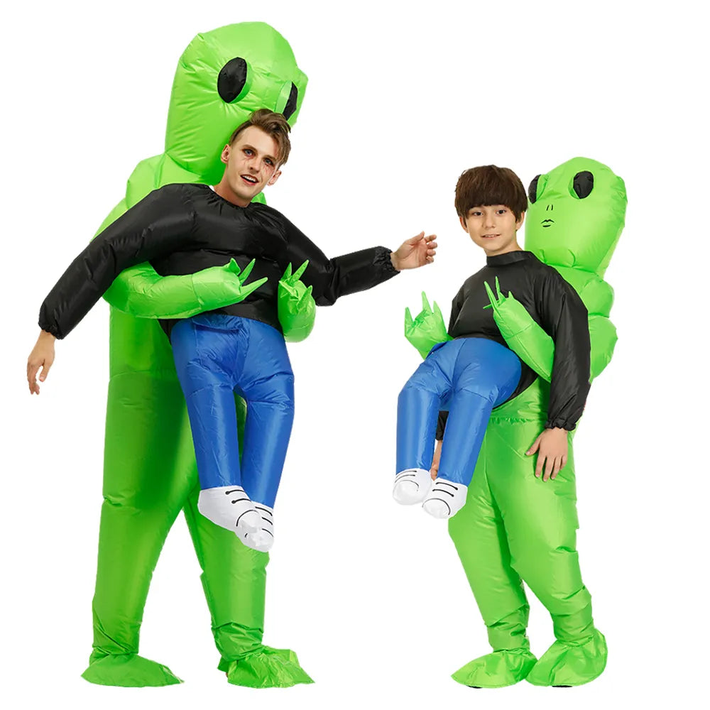 Oppustelig Alien Dragt til Børn og Voksne | Sjov Udenjordisk Kostume | Let at Puste Op | Fås i Flere Størrelser og Farver | Perfekt til Fest og Udklædning