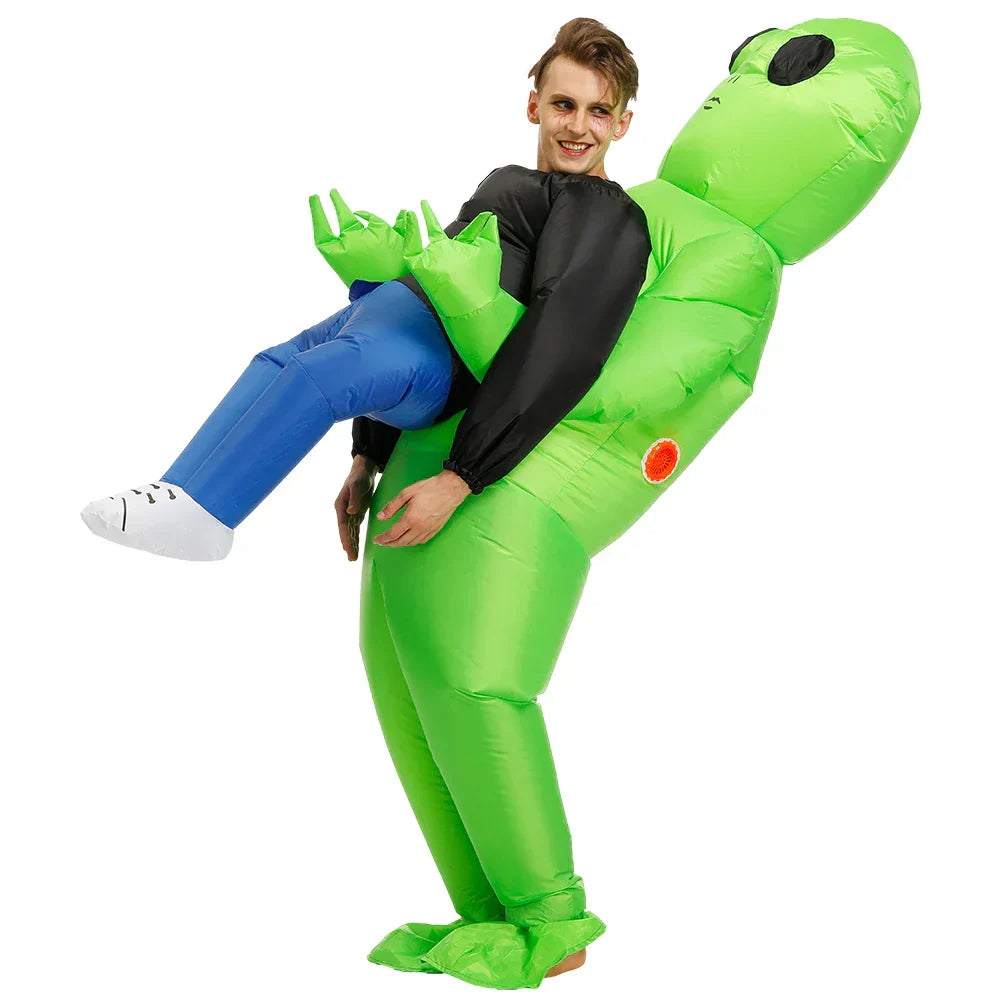 Oppustelig Alien Dragt til Børn og Voksne | Sjov Udenjordisk Kostume | Let at Puste Op | Fås i Flere Størrelser og Farver | Perfekt til Fest og Udklædning