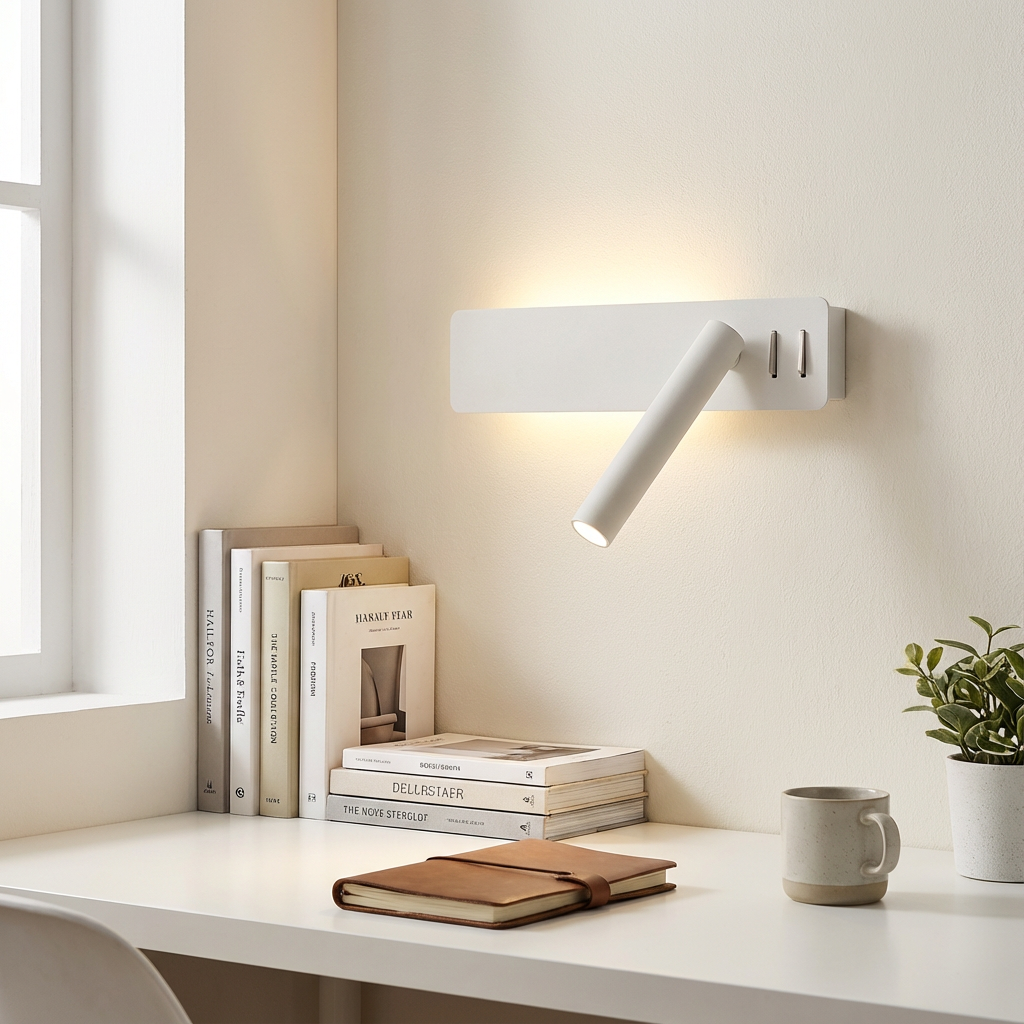 Leselampe mit LED | Schwenkbare Wandleuchte | Modernes, minimalistisches Design | Nox | Verstellbarer Lichtwinkel | Skandinavischer Stil | Energiesparend