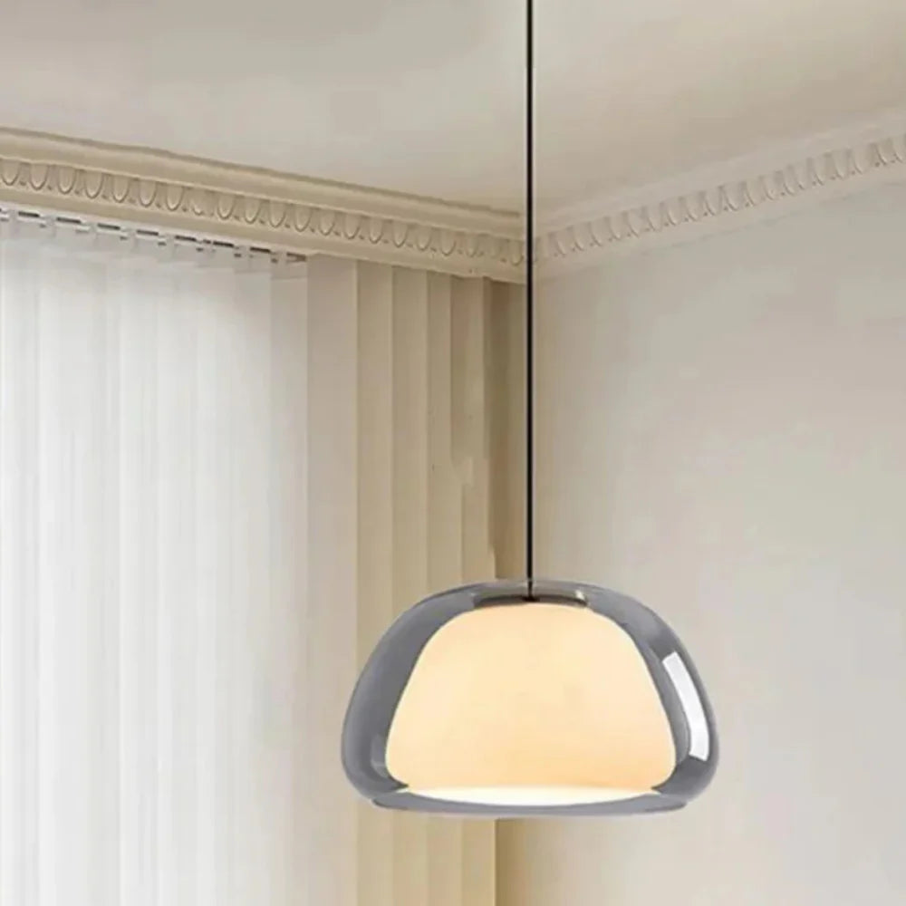 Zephyra Glaspendel | Krystallinsk kuppelform | Justerbar ledning | Grå Amber Transparent | E26 E27