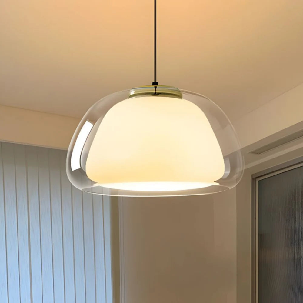Zephyra Glaspendel | Krystallinsk kuppelform | Justerbar ledning | Grå Amber Transparent | E26 E27