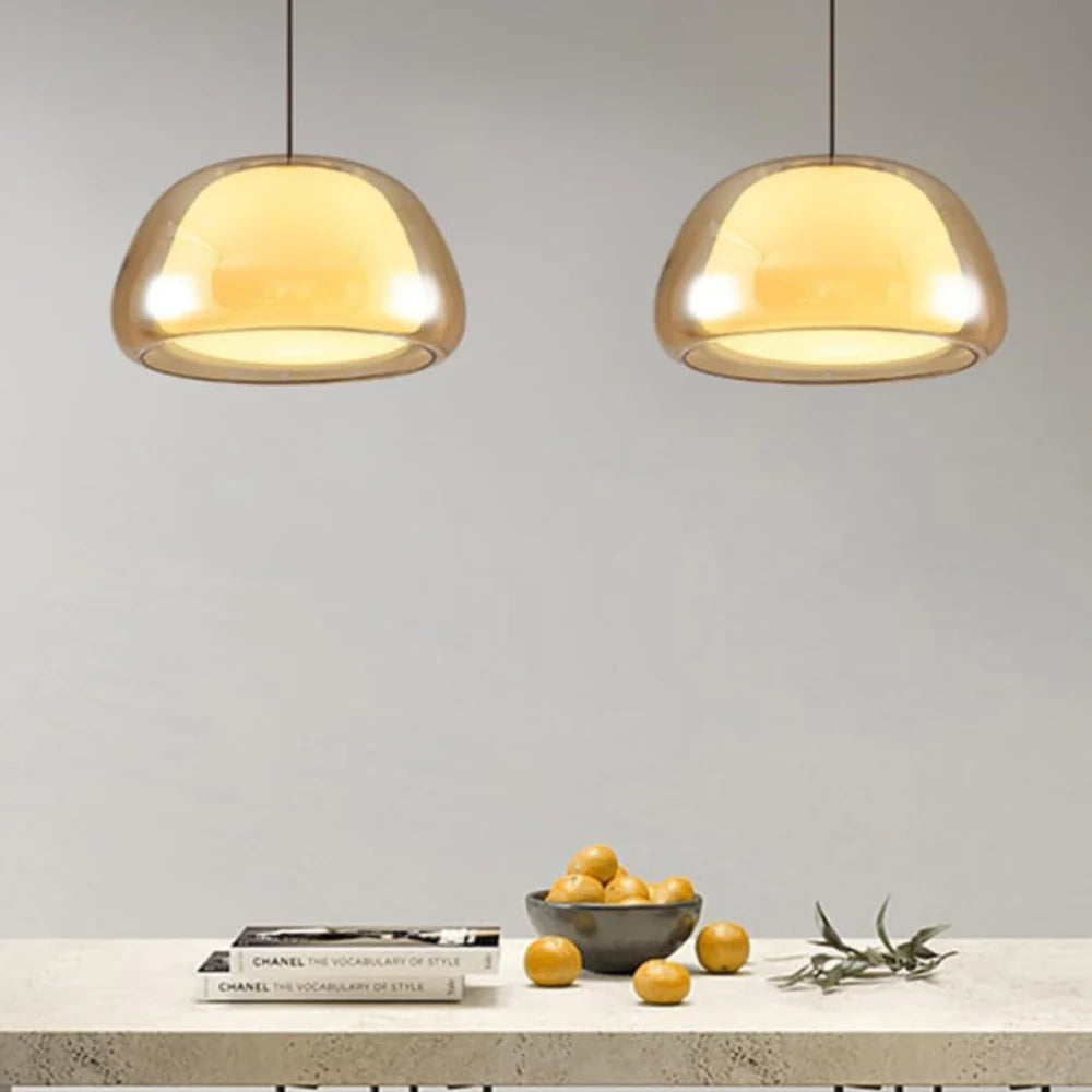 Zephyra Glaspendel | Krystallinsk kuppelform | Justerbar ledning | Grå Amber Transparent | E26 E27