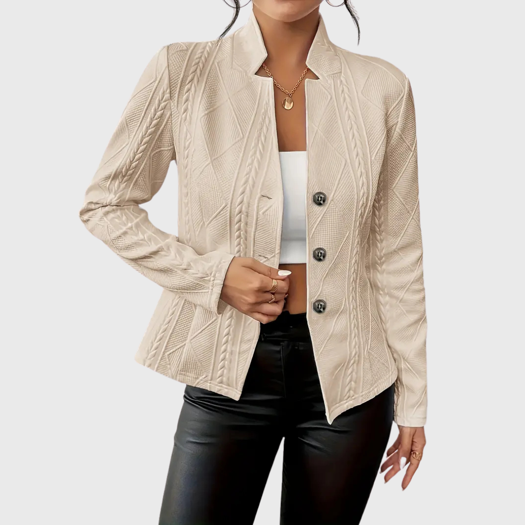 Arista Blazer Kvinder | Klassisk og Moderne Design | Tailored Fit | Elegant Krave og Knapp | Kontor & Aftenbrug | Luxuriøs Stofstruktur | Høj Kvalitet | Allrounder Til Enhver Anledning