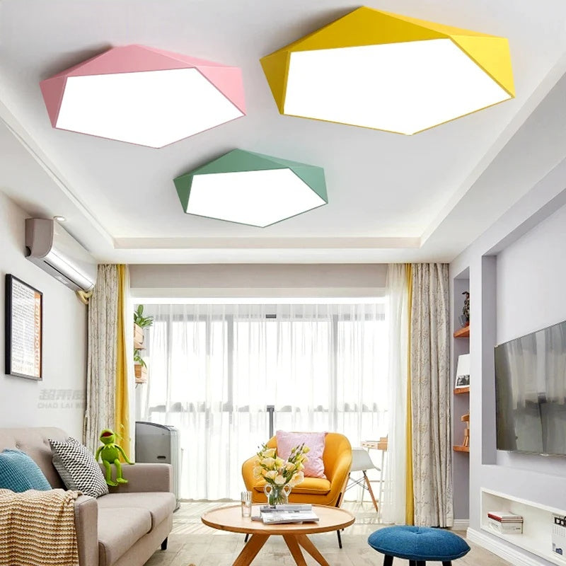 LuminaPolygon Loftbelysning | Moderne Femkantet LED | Nutidigt Design | Jern og Akryl | 220V