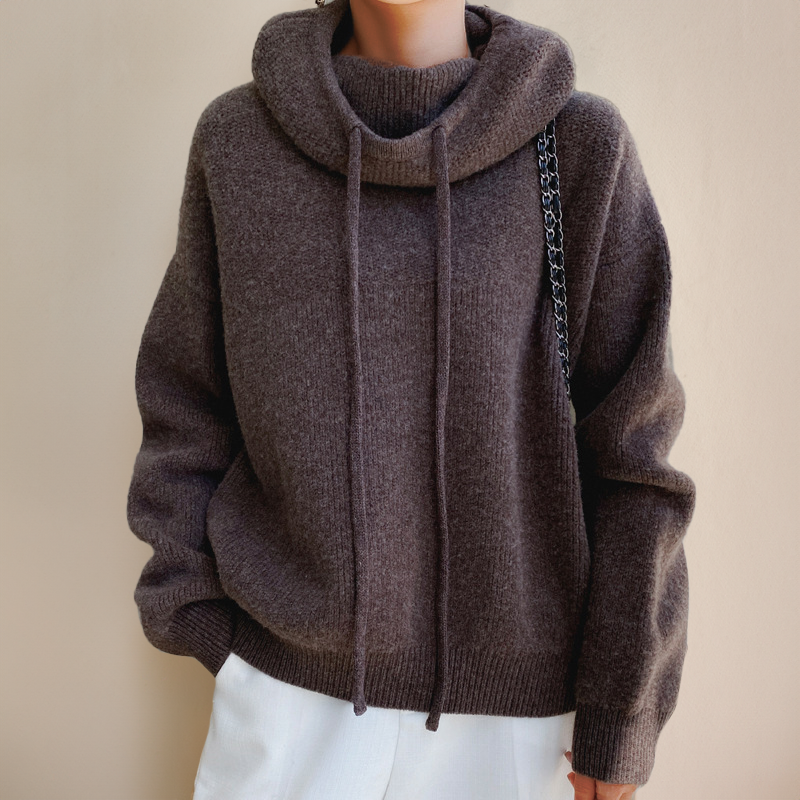Kvinders polokrave sweater | Merinould | Kabelstrikt design | Blød og luksuriøs | Let vedligeholdelse | Turtleneck | Elegant og stilfuld