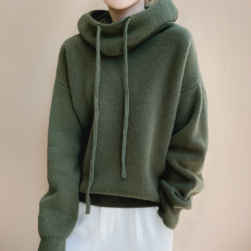 Kvinders polokrave sweater | Merinould | Kabelstrikt design | Blød og luksuriøs | Let vedligeholdelse | Turtleneck | Elegant og stilfuld