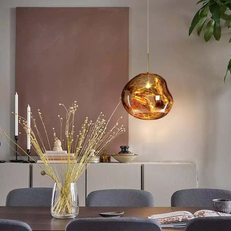 Eksklusiv Melt lampe | Unikt design | Varme farver | Poleret metal | E27 fatning | Kunstnerisk belysning