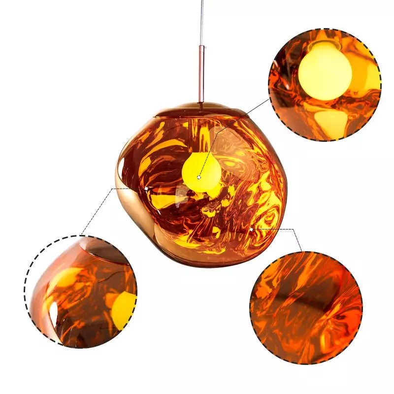 Eksklusiv Melt lampe | Unikt design | Varme farver | Poleret metal | E27 fatning | Kunstnerisk belysning