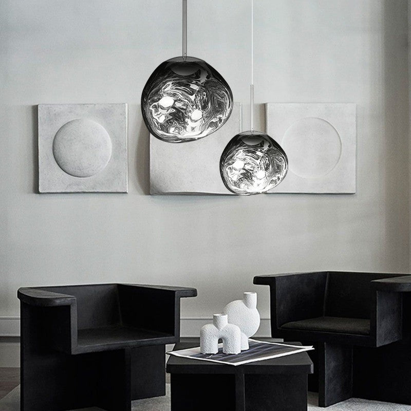 Eksklusiv Melt lampe | Unikt design | Varme farver | Poleret metal | E27 fatning | Kunstnerisk belysning