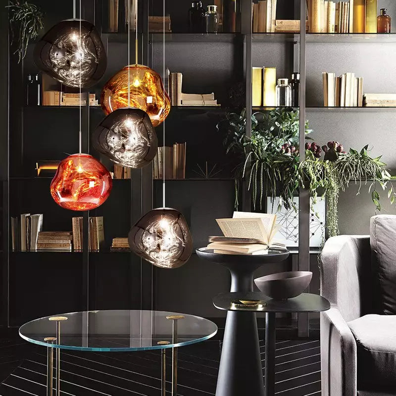 Eksklusiv Melt lampe | Unikt design | Varme farver | Poleret metal | E27 fatning | Kunstnerisk belysning