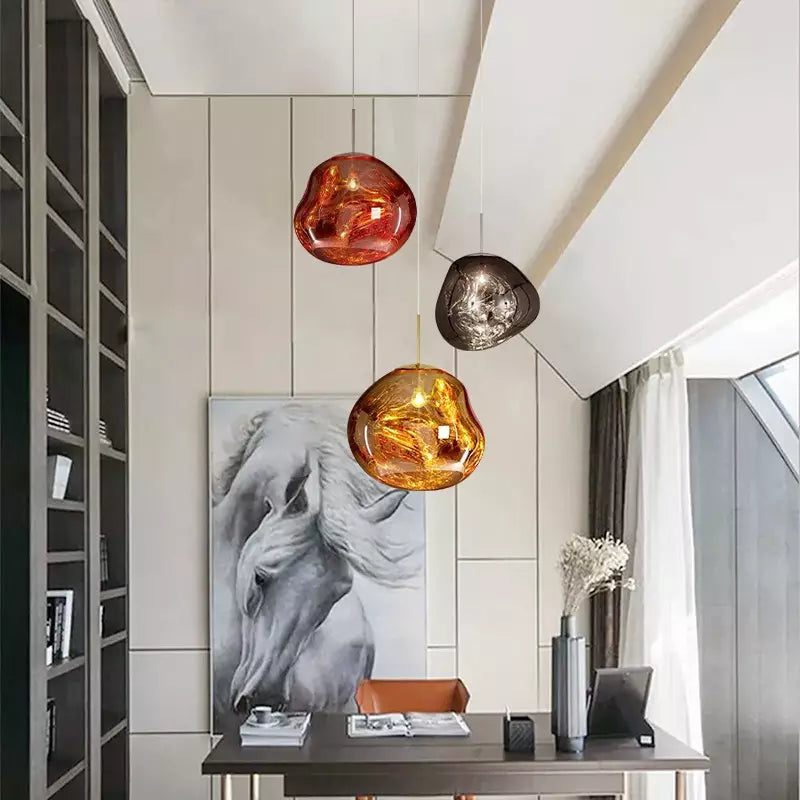 Eksklusiv Melt lampe | Unikt design | Varme farver | Poleret metal | E27 fatning | Kunstnerisk belysning