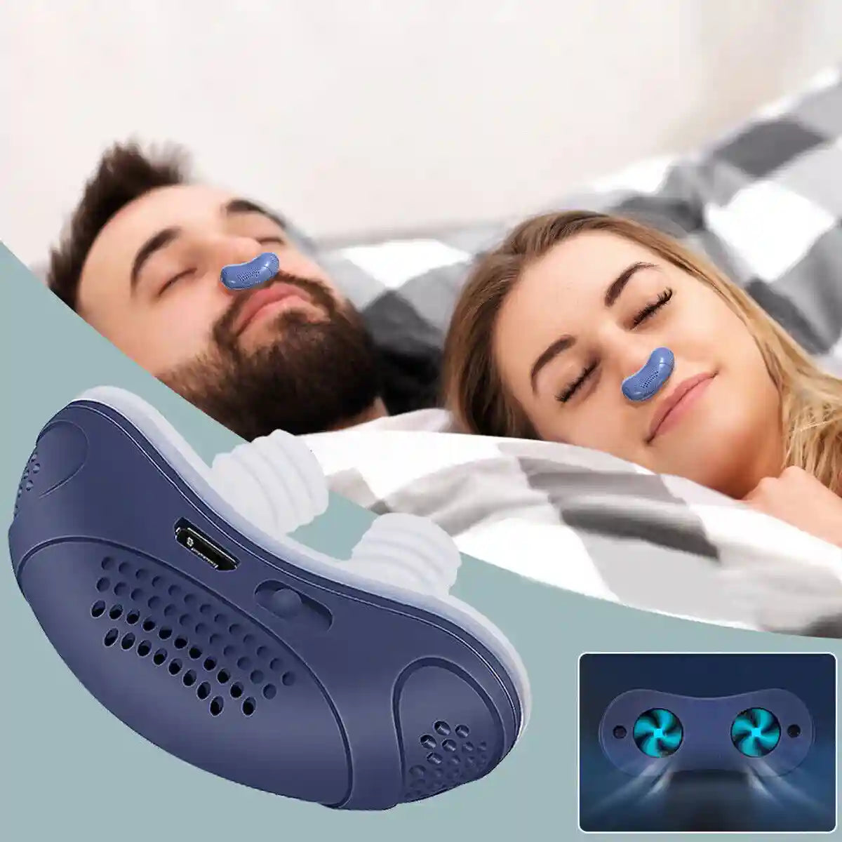 Micro CPAP-enhed | Rejsevenlig næseplug mod snorken | Komfortabel løsning til søvnapnø | Medicinsk silikone | Ergonomisk design