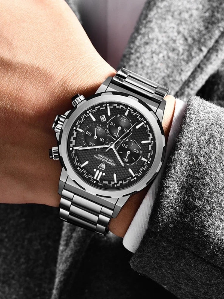 Elegant Herreur i Rustfrit Stål | Justerbar Rem | Moderne Smartwatch med Flere Funktioner | Sølv, Sort eller Stilsikker Variant