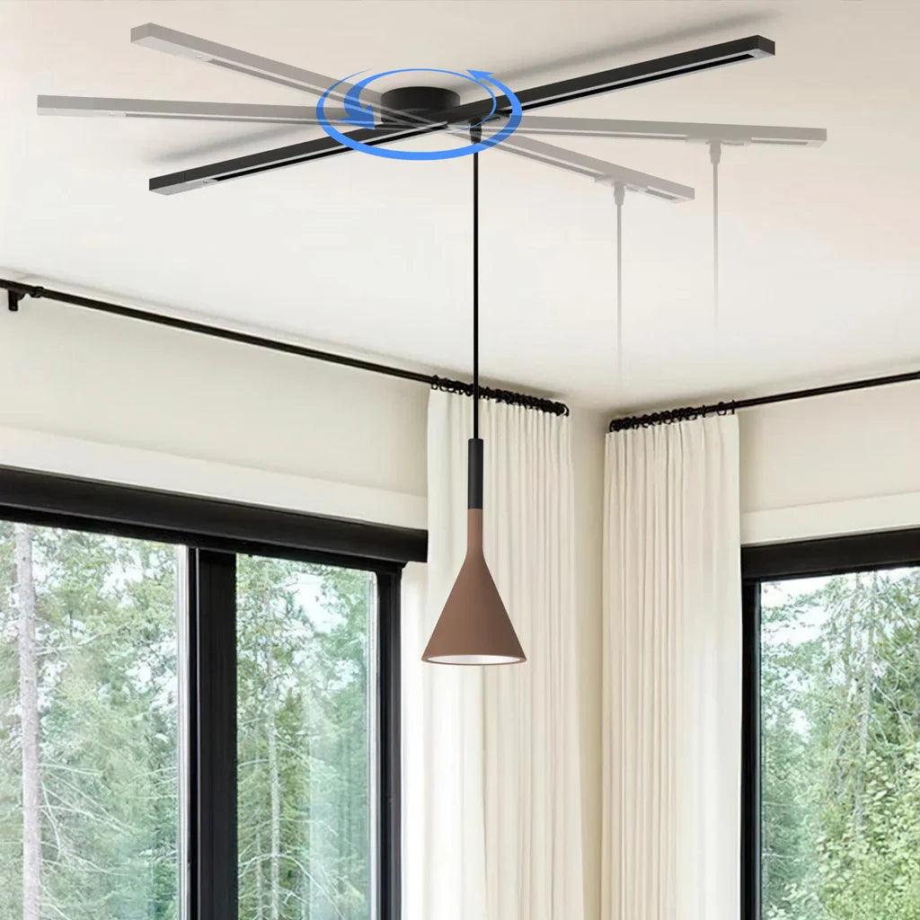 Morris Loftskinne til Pendellampe | 360° Rotationsdesign | Universal kompatibilitet | Fleksibel installering | Sort aluminium | Inkl. 3 lyskilder | Let positioneringsjustering | Moderne belysningsløsning