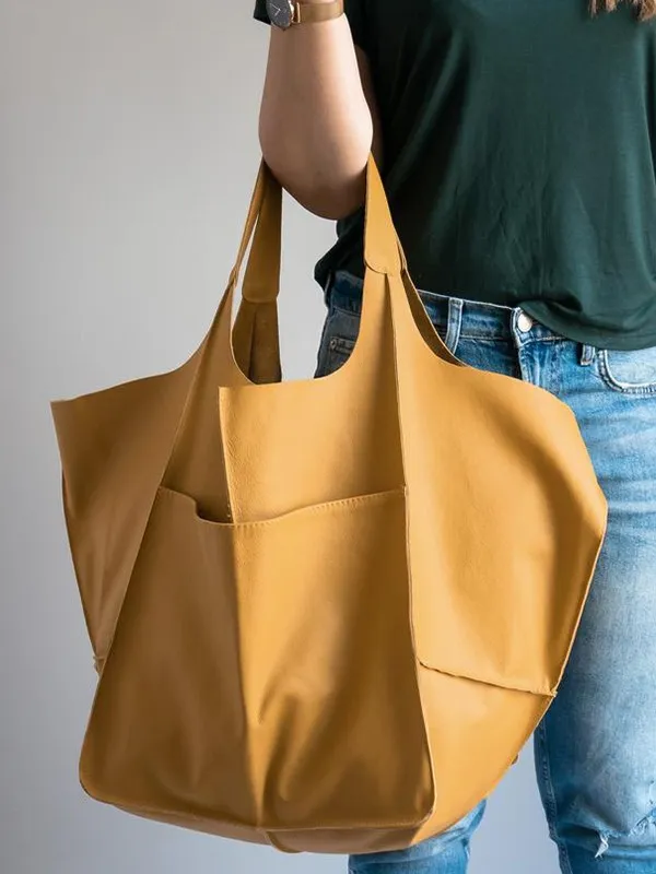 Maxine sommertrendy stor taske | Retrostil i PU-læder | 9 farver | Rummelig og funktionel